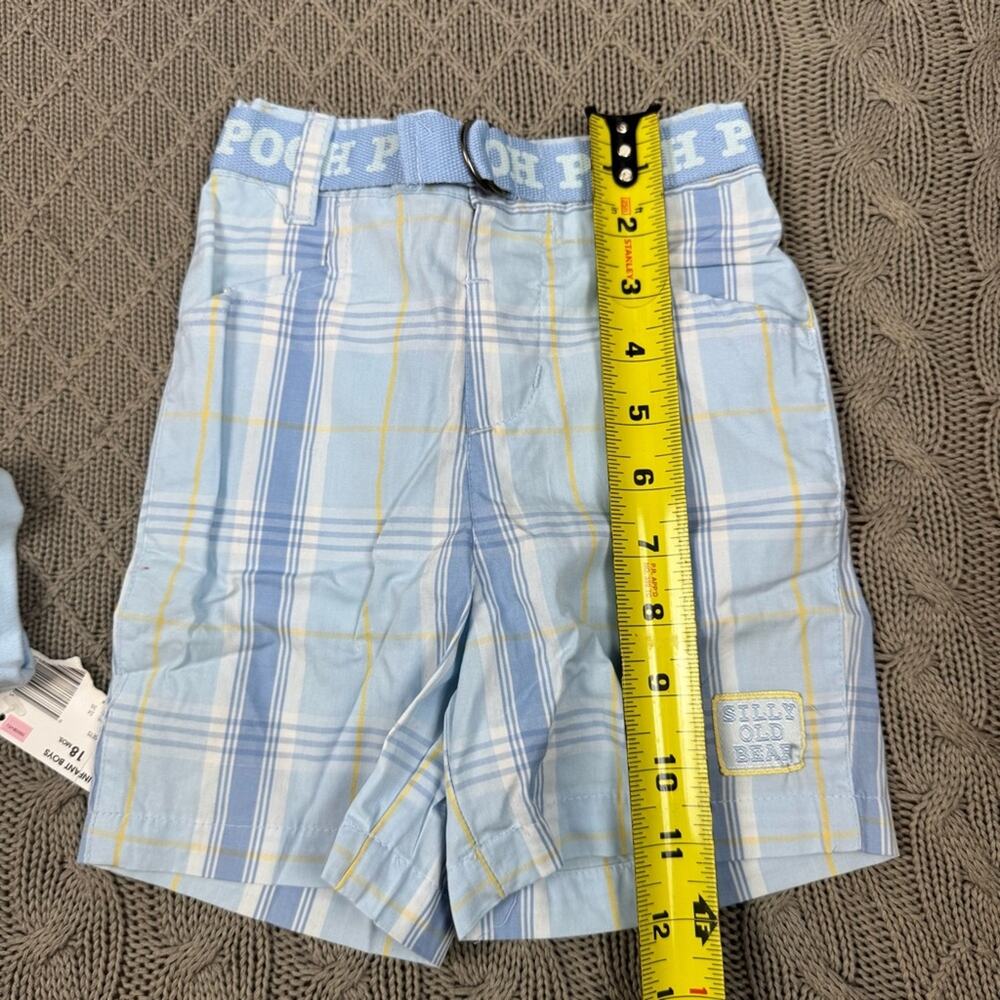 Disney Pooh Blue Polo One Piece and Plaid Shorts Set ~ 18M - Picture 5 of 14